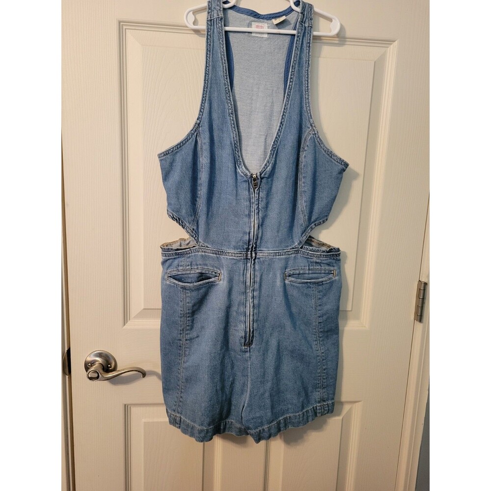 Levi's Rydon Cutout Denim Zip Front Romper Playsuit Medium Wash M